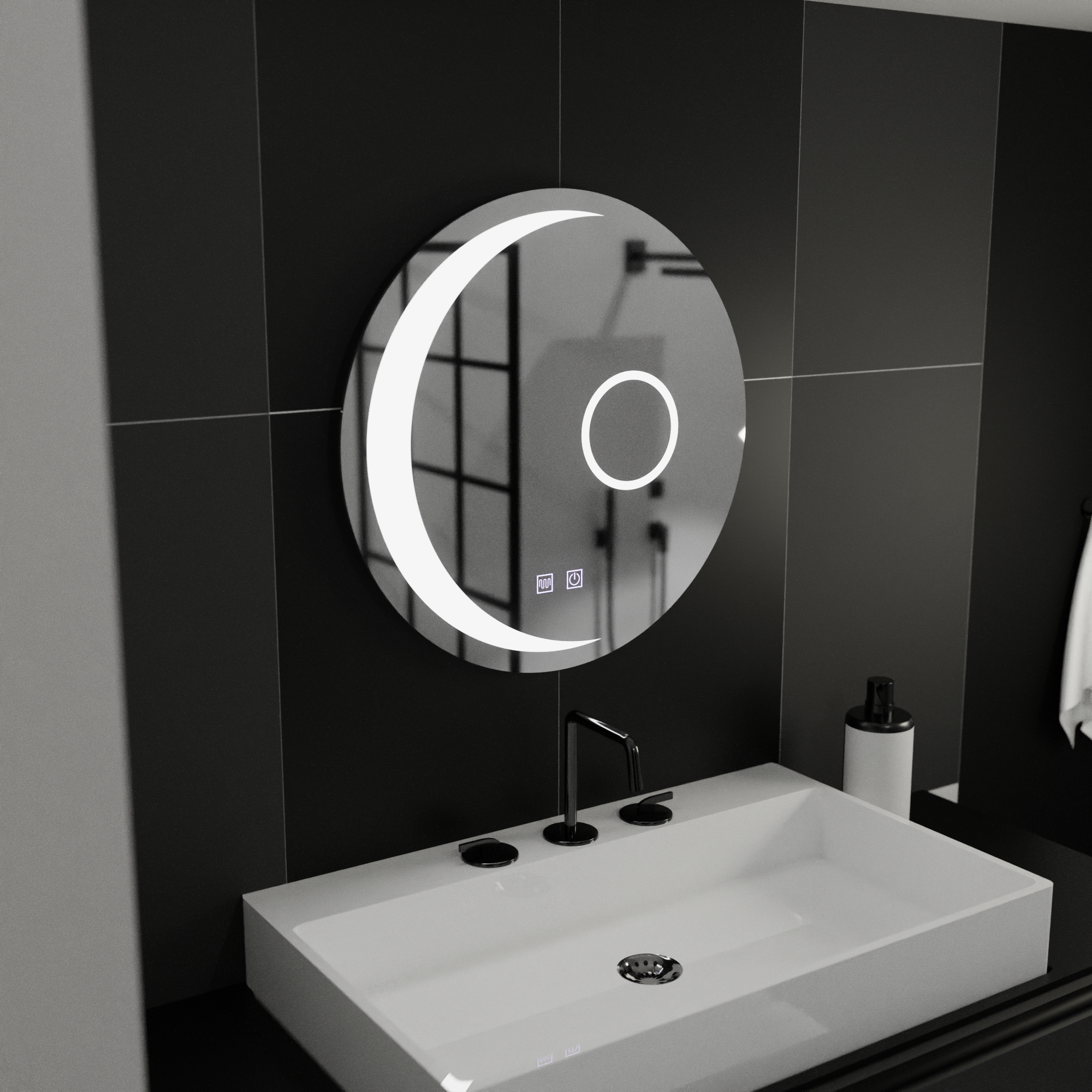 Oglinda LED Rotunda, 60cm, Orbis Touch, Sistem Dezaburire,Dimabila