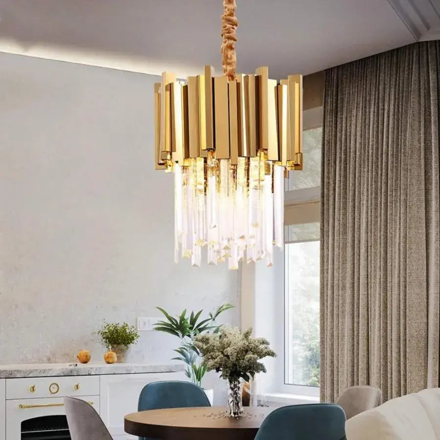 Candelabru BLOIS Petito, Diametru 30cm, 3x E14 Auriu Lucios, Inaltime Reglabila