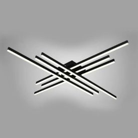 Lustra LED cu telecomanda KENE 224W, 6 Elemente, Liniara, lumina Rece/Calda/Neutra, Dimabila, Negru