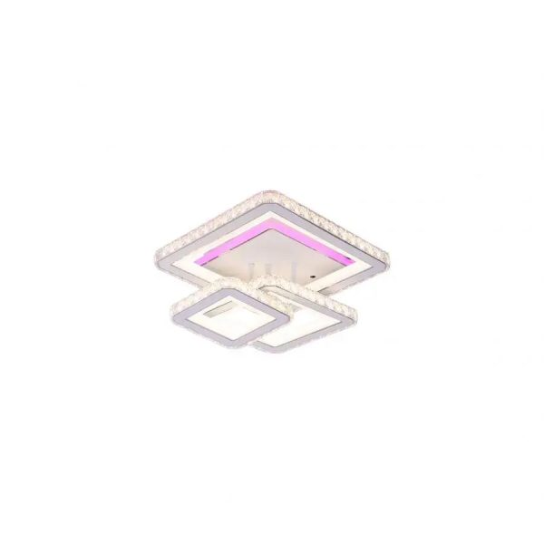 Lustra LED cu telecomanda si cristal NOVA QUADRIA RGB, 154W, 3 Patrate, lumina Rece/Calda/Neutra, Dimabila, Alb - imagine 4