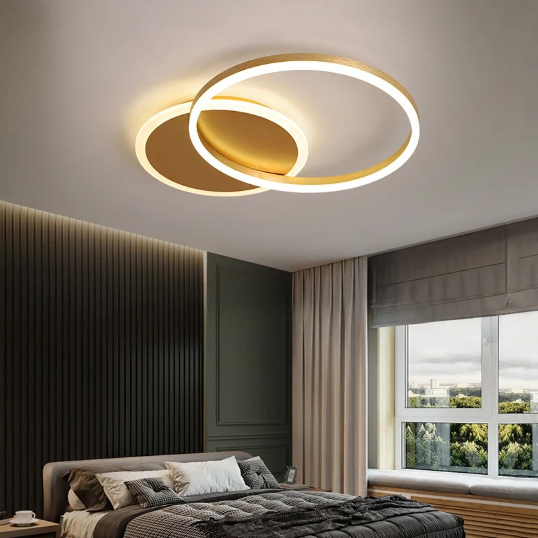 Lustra LED Dario, 2 Cercuri, 36W, Lumina Rece/Calda/Neutra, Auriu