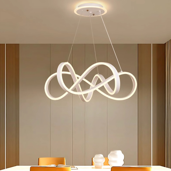 Lustra LED suspendata cu telecomanda INFINITY HALO, 138W, lumina Rece/Calda/Neutra, Dimabila, Alb, Inaltime Reglabila - imagine 4