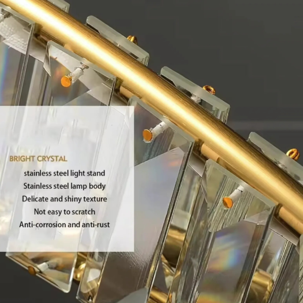 Lustra LED cu telecomanda si cristal LUIGI, 35W, lumina Rece/Calda/Neutra, Dimabila, Auriu - imagine 4