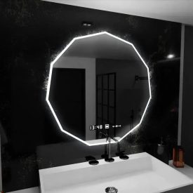 Oglinda LED 60cm, POLIGON Senzor MotionGlow Marcello, Sistem Dezaburire, Ceas & Termometru, Dimabila