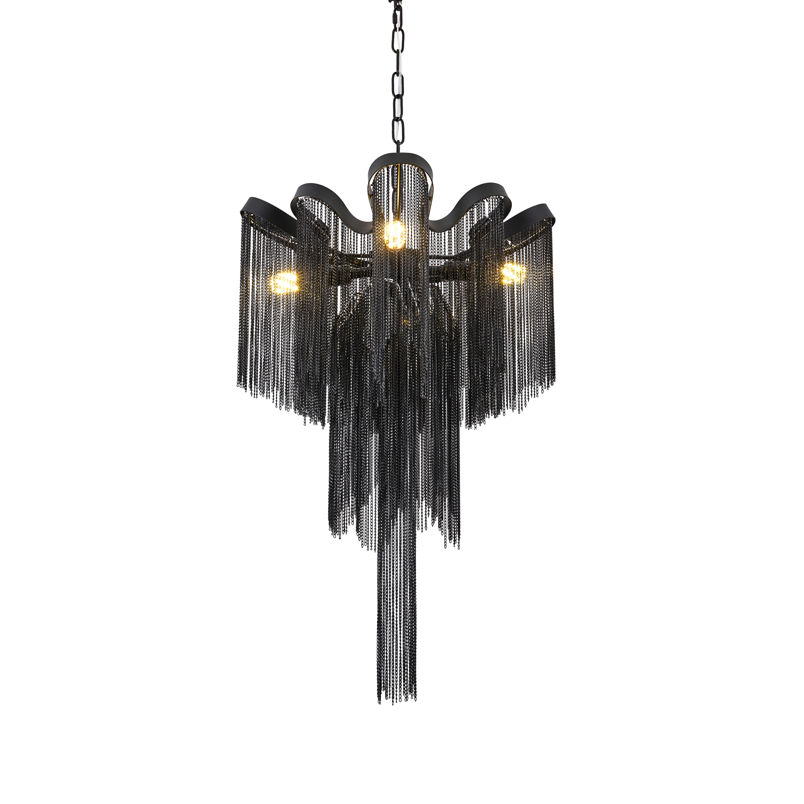 Candelabru Aurora, 4xE14, Diametru 43 cm, Inaltime 68 cm, Negru, Metal