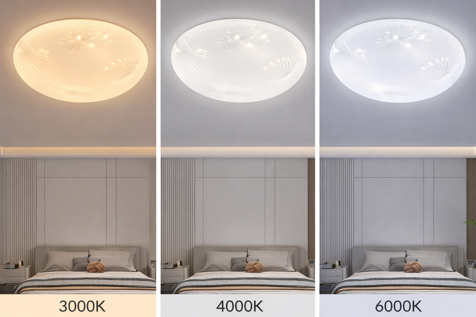 Plafoniera LED Raza 23 cm, 22W, 3000K / 4000K / 6000K, Alb, Metal si Acril - imagine 2