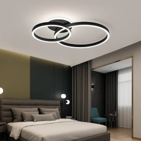 Lustra LED cu telecomanda LT511/30+40+50BK, 93W, 2 Cercuri, lumina Rece/Calda/Neutra, Dimabila, Negru