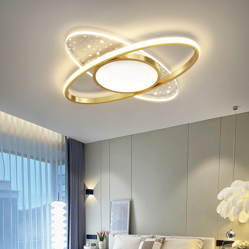 Lustra LED cu telecomanda VARIO 111W, Oval , lumina Rece/Calda/Neutra, Dimabila, Auriu