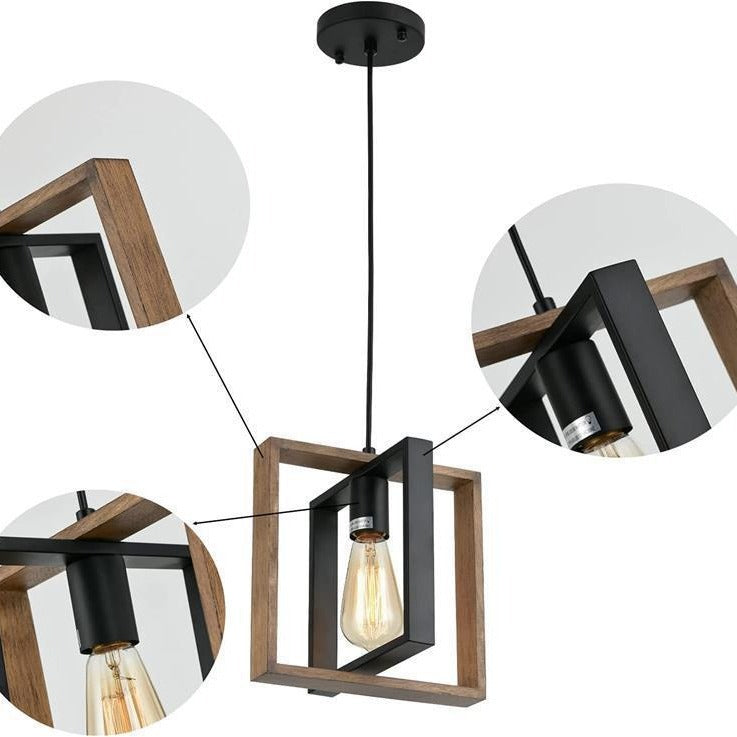 Lustra Vintage LV560/1BK, 1xE27, Rustic Barn, Lemn si Metal, Negru - imagine 4