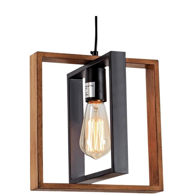 Lustra Vintage LV560/1BK, 1xE27, Rustic Barn, Lemn si Metal, Negru - imagine 2