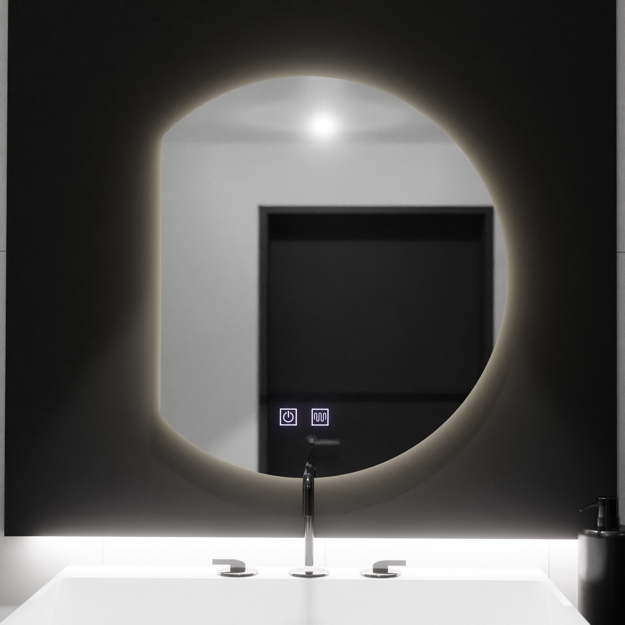 Oglinda LED Semiluna 54x60, Arcana Touch, Sistem Dezaburire, Dimabila - imagine 4