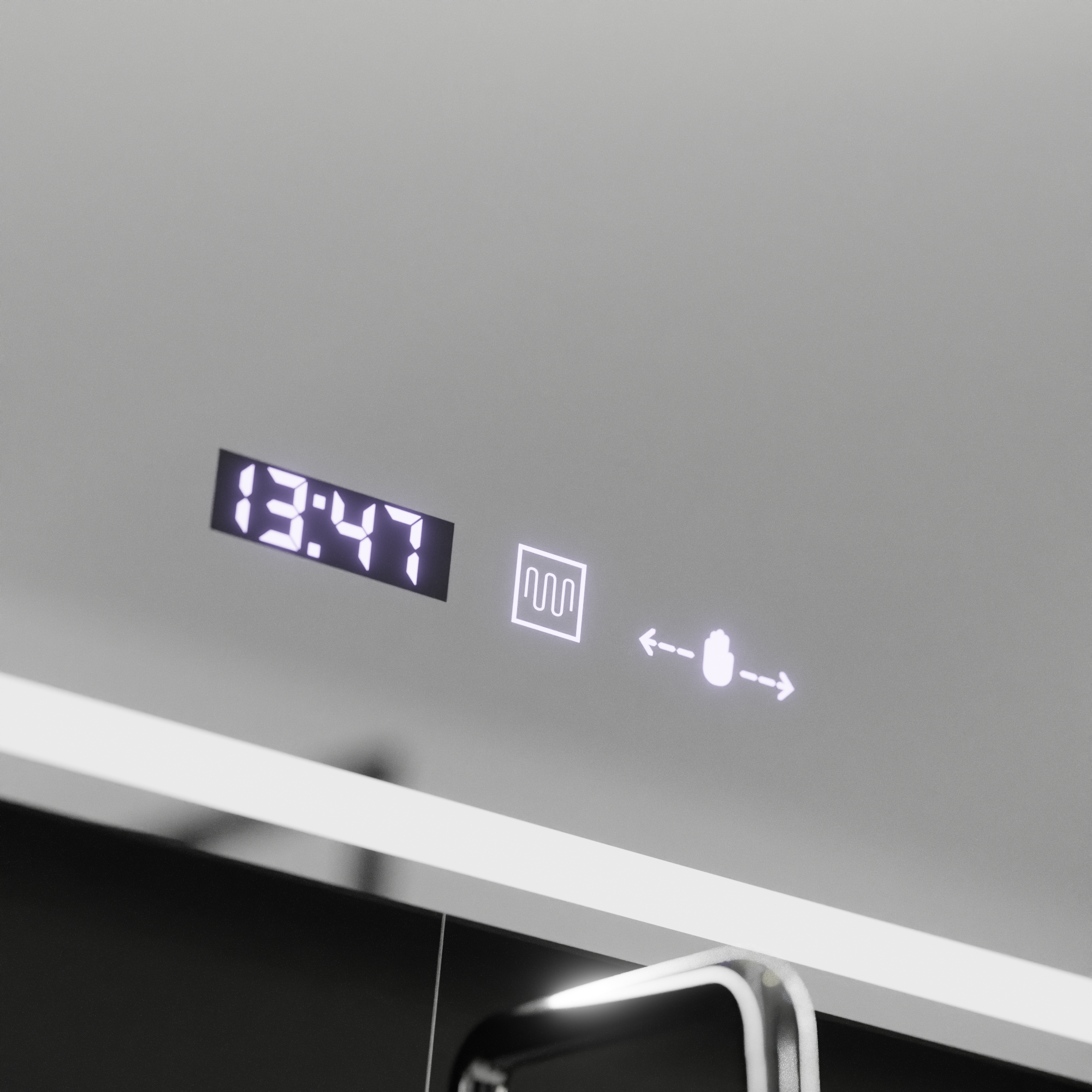 Oglinda LED Rectangulara, 90x60cm, Velour MotionGlow Marcello, Sistem Dezaburire, Ceas & Termometru, Lupa Cosmetica, Dimabila - imagine 2