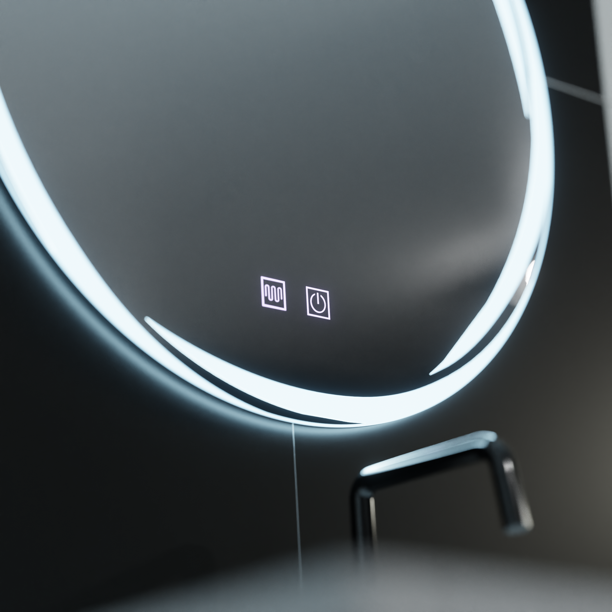 Oglinda LED Rotunda, 70cm, Zaffiro Touch, Sistem Dezaburire, Dimabila - imagine 2