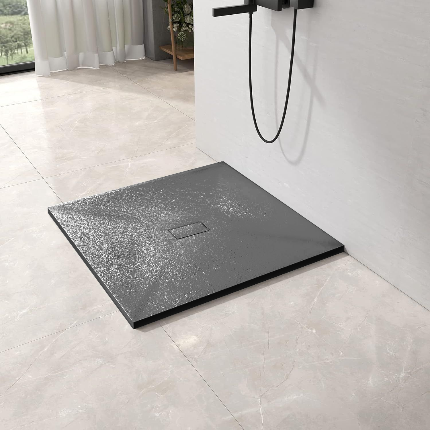 Cadita de dus patrata 90x90 cm, slim 3 cm, gri inchis - imagine 3