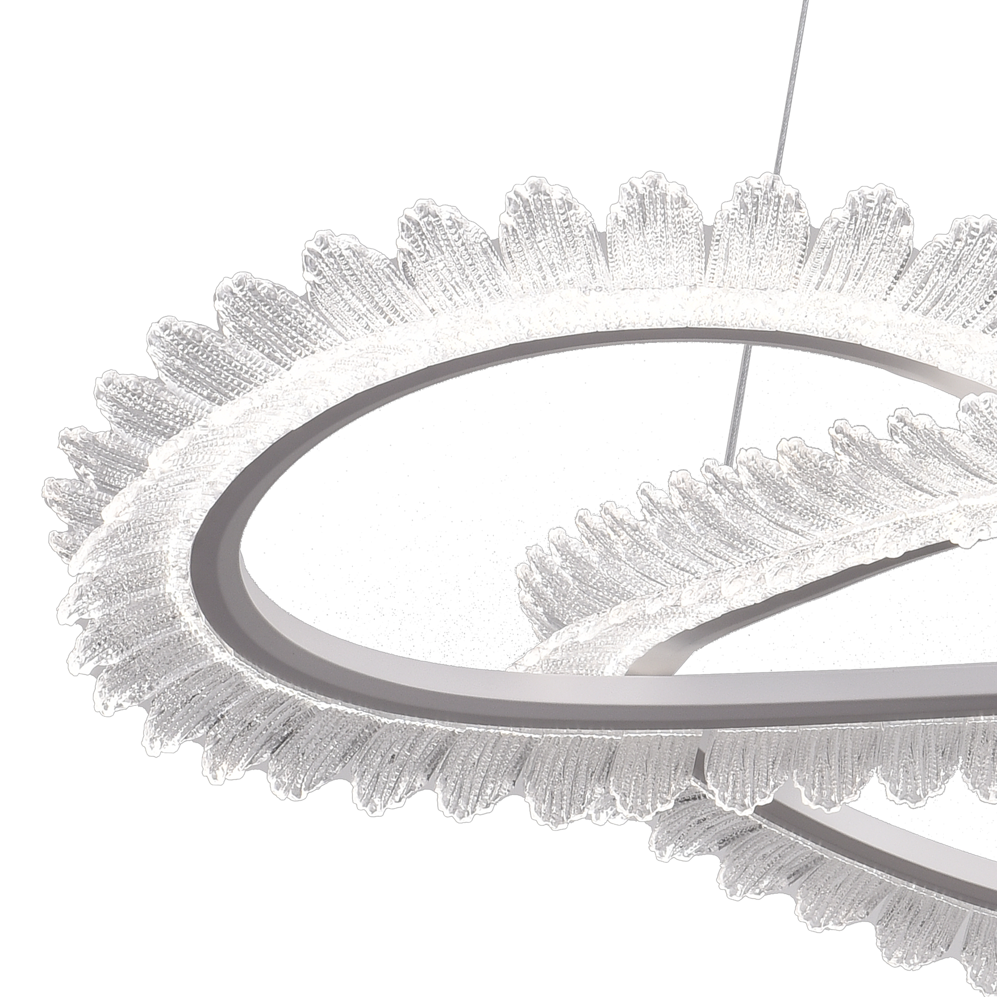 Lustra LED cu Telecomanda LT187WH, Cristal si Metal, 52W, Dimabila, Inaltime Reglabila, lumina Rece/Calda/Neutra, Iluminat Luxos - imagine 2