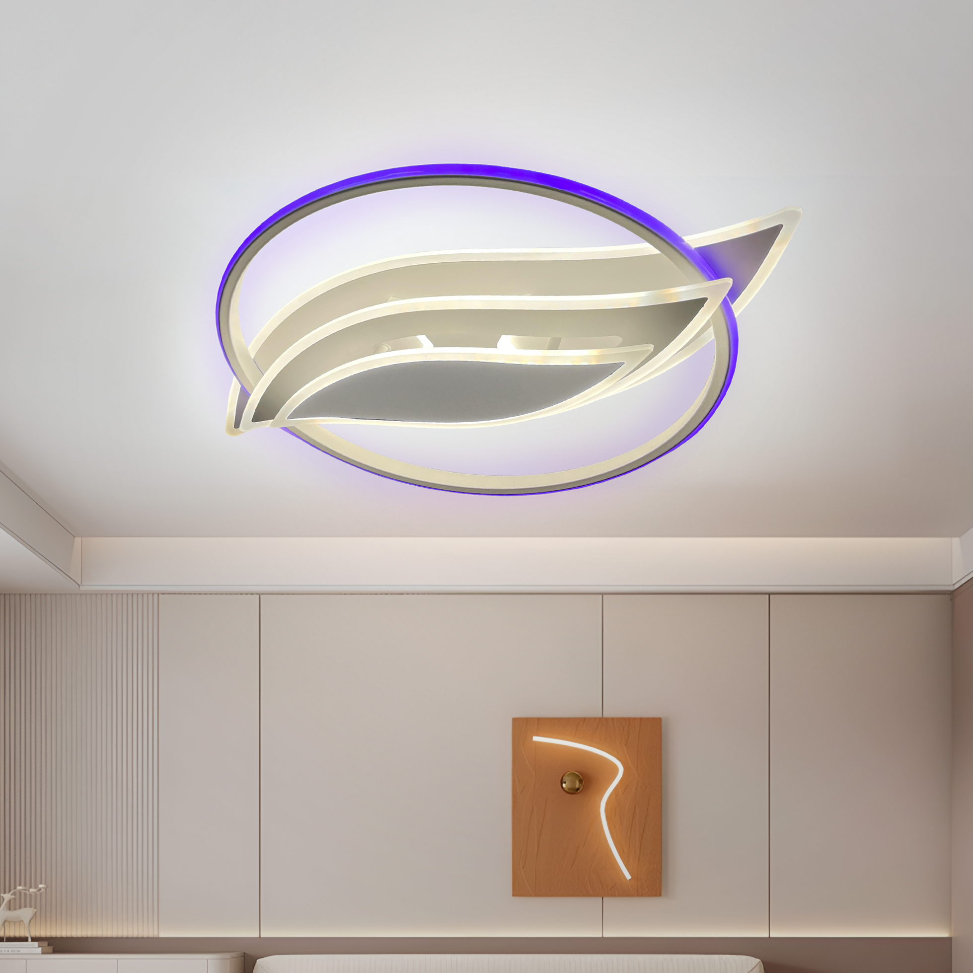 Lustra LED cu telecomanda JARRIA 52W, lumina Rece/Calda/Neutra/RGB, Dimabila, Alb