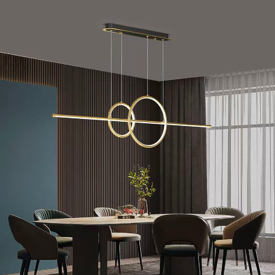 Lustra LED suspendata cu telecomanda CASSANDRA 40W, Liniara, lumina Rece/Calda/Neutra, Dimabila, Auriu, Inaltime Reglabila