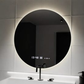Oglinda LED Rotunda, 70cm, Serenite MotionGlow Marcello, Sistem Dezaburire, Ceas & Termometru, Dimabila