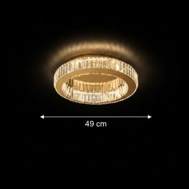 Lustra LED cu telecomanda si cristal VERTUS 18W, 30cm, Cerc, lumina Rece/Calda/Neutra, Dimabila, Auriu