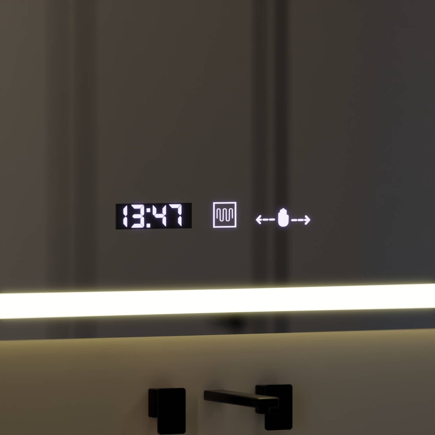 Oglinda LED Rectangulara 120x80cm Verite MotionGlow Marcello, Sistem Dezaburire, Ceas & Termometru, Dimabila W09/120X80BTRGB - imagine 2