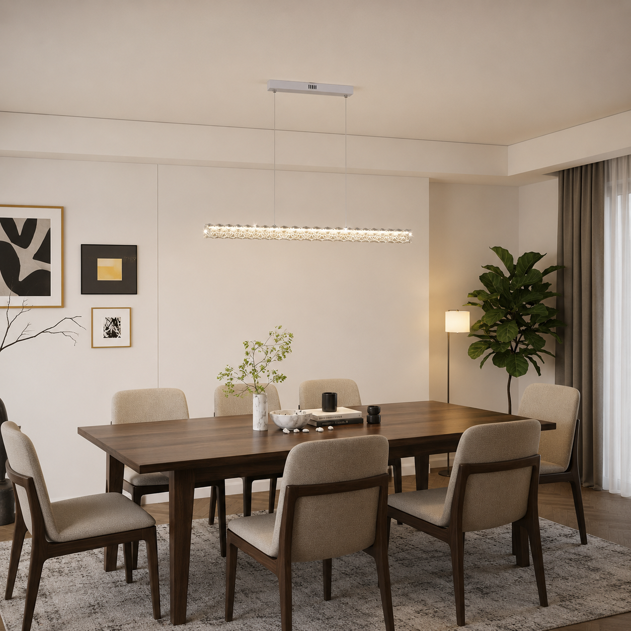 Lustra LED cu telecomanda KANGNING, 3000K/4000K/6000K, 120W, Metal si Acrilic, Alb - imagine 3